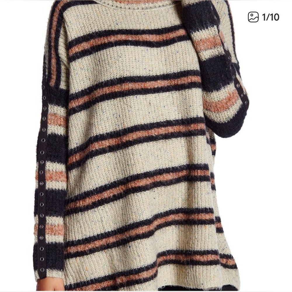 Free People Sid Striped Tunic Pullover Sweater